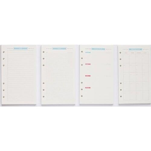 6 Holes Refill Inner Paper Diary Week Month Planner for A5 Loose Leaf Notebook