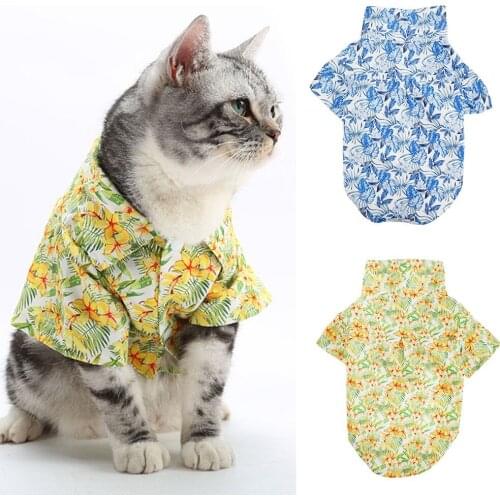 Hawaii Beach Style Printed Pet Dog Cat T-shirt For Small And Medium-sized Dogs And Cats Cool Summer Pet Clothes Vest Shirt