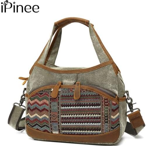 IPinee Retro Women Handbag National Pattern Women Shoulder Bag High Quality Canvas Bags For Women 2021 Ladies Hand Bags