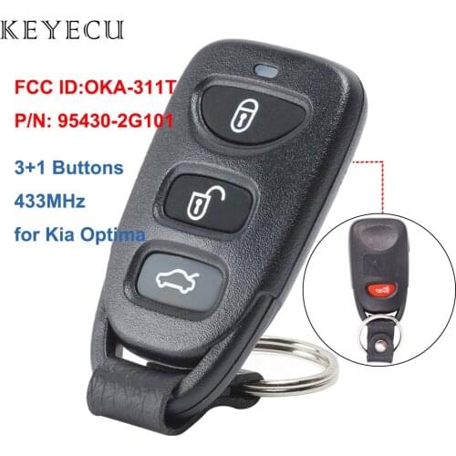 Keyecu Remote Key Fob 3+1 Buttons 433MHz for Kia Optima 2010-2011 Car Key, FCC ID: OKA-311T, P/N: 95430-2G101