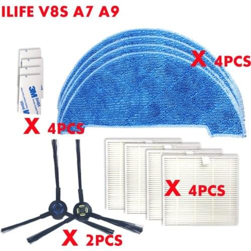 15PCS robot vacuum cleaner HEPA filter kit for Chuwi ILIFE A7 V80 V8s robot vacuum cleaner as seen on tv dust parts