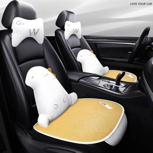 Summer mat car seat single-piece three-piece straw mat rattan mat ice silk universal cartoon cool mat breathable