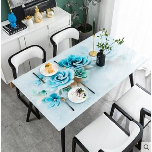 Table coffee table pads colored plastic pvc crystal plate nordic waterproof oil-proof disposable wash ironing tablecloth