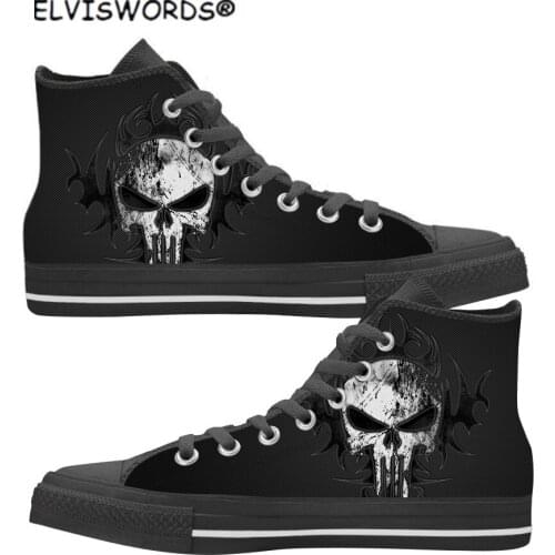 ELVISWORDS Sugar Skull Design Comfortable Ladies Vulcanized Shoes Casual Walking Shoes for Women Female High Top Style Sneakers