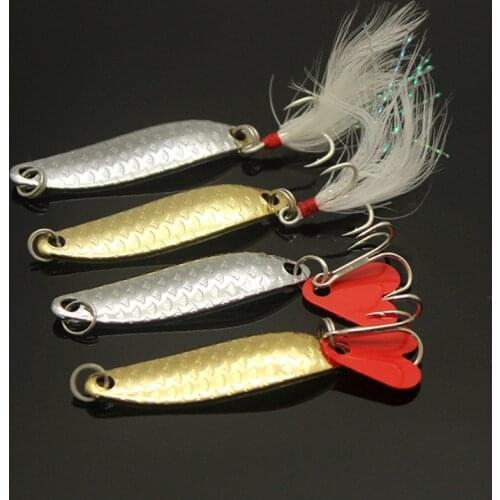 Metal Trout Spoon Fishing Lures 5.5g 4.5cm Pesca Wobbler Spinner Artificial Hard Baits Noise Paillette feather Bass Peche Isca
