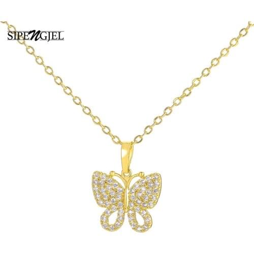 Fashion Cubic Zirconia Butterfly Chocker Necklace Gold Silver Color butterfly pendant Necklace Gifts For Women jewelry 2020