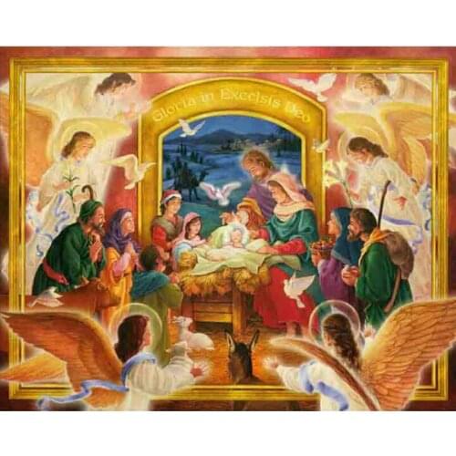 Diy Diamond Embroidery Religion Jesus Birth and Flying Angel 5D Diamond Painting Cross Stitch Full Square Drill Kit Room Decor