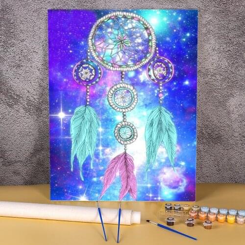 Landscape Dreamcatcher DIY Painting By Numbers Complete Kit Acrylic Paints 40*50 Picture By Numbers Photo Drawing