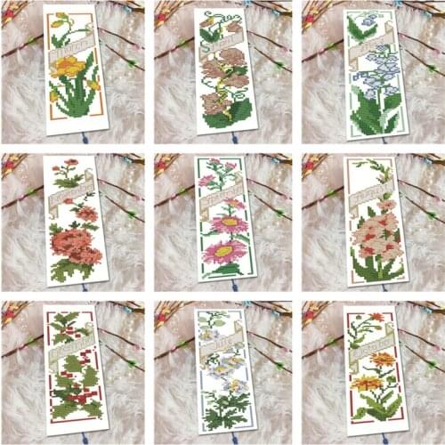 DIY Cross Stitch Bookmark Flowers Picture Embroidery Crafts Handmade Needlework Book Marks Cross Stitch Kits Gift Crafts for Kid