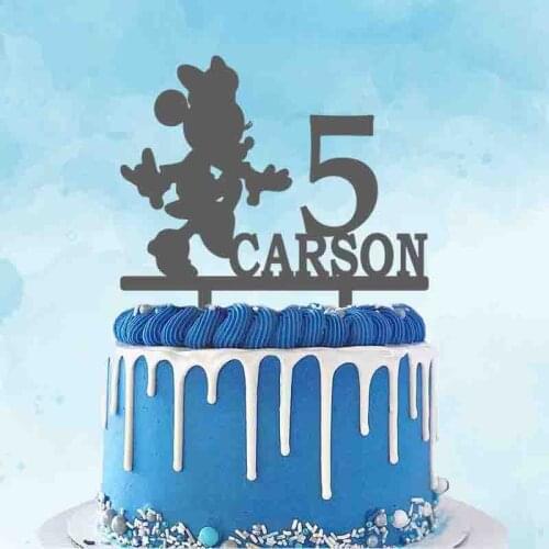 Personalized Birthday Cake Topper Custom Kids Name Age Cartoon Animals Toppers For Kids Baby Shower Birthday Party Decoration