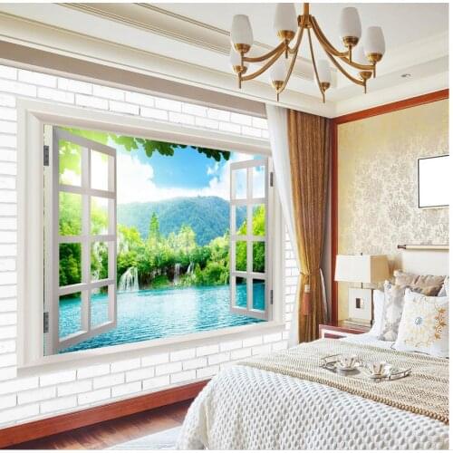 Custom 3d mural wallpaper tv backdrop window scenery 3d wallpaper landscape 3d mural wallpaper
