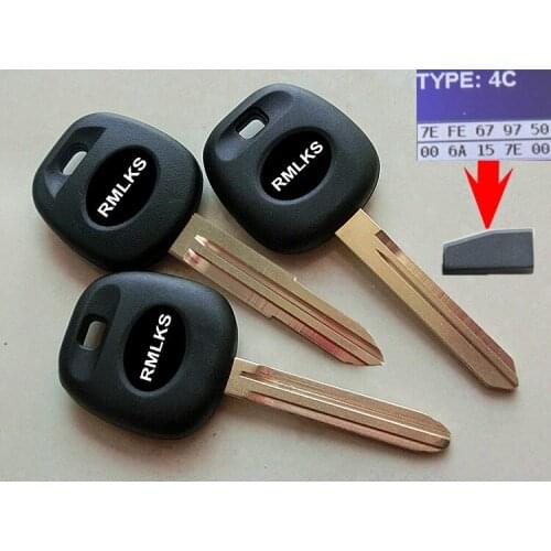 RMLKS Replacement Transponder Key 4C Chip Uncut Blade Fit For Toyota Camry Corolla 4C Chip Key Fob