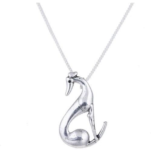 Sitting Greyhound Necklace Dog Pendant Whippet Italian Sight Hound Galgo Necklaces Pendants Choker Christmas Halloween Gift