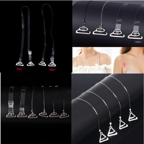 1Pair Summer Clear Bra Strap Silicone Bra Accessories Bra Shoulder Strap Women Adjustable Transparent Hook Invisible Straps