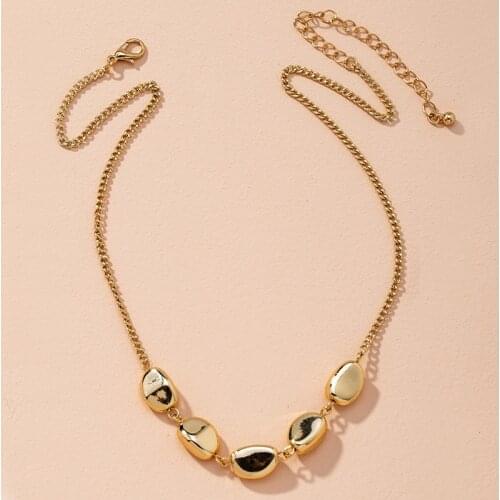 TARCLIY New Trendy Geometric Irregular Small Golden Beans Pendant Necklace Minimalist Fashion Sweater Chain Women Jewelry 2021