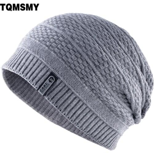 Unisex keep warm winter hats for men knitted wool beanies casual bonnet Double-layer gorro plus velvet cap women hip hop caps
