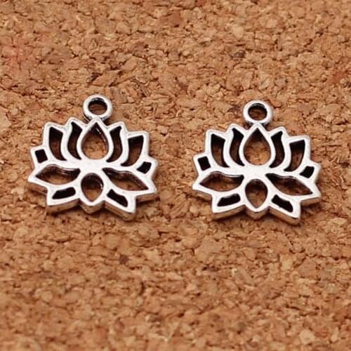 20pcs/lot Tibetan Silver Hollow Out Lotus Charms Zinc Alloy Handmade Connector Pendants For Bracelets Earring DIY Jewelry Making