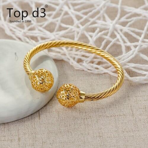 Top d3 Viennois Group Dubai Gold Bangles for Women Dubai Bride Wedding Ethiopian Bracelet Africa Bangle Jewelry Charm Bracelet
