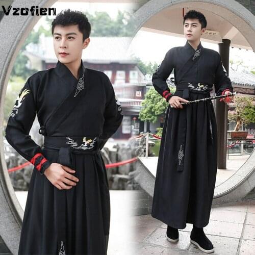 Ancient Traditional Embroidery Couples Hanfu Robe Han Dynasty Costume Adult Tang Suit Hanfu Dress Swordsman Cosplay Costumes