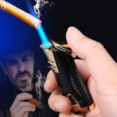 Visible gas Blue Flame Lighter Windproof Butane Torch Lighter Cigar Tube Kitchen Lighter Outdoor Turbo Lighter