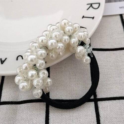 Pearls Beads Headbands Ponytail Holder For Girls Vintage Scrunchies Elastic Hair Bands Rubber Rope Headdress Hair Accessories