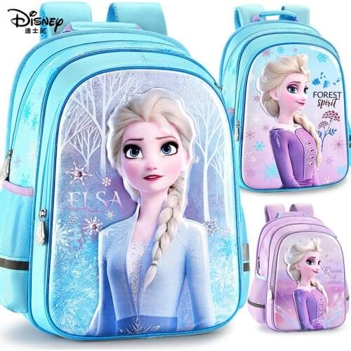 Disney girl backpack Frozen Kids schoolbag 3D three-dimensional pattern waterproof reflective strip soft EVA strap 4-10 year old