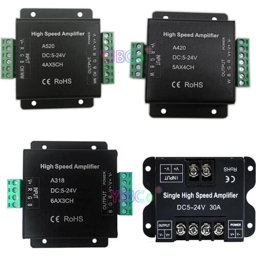 High Speed Amplifier DC5V 12V 24V Single Color/RGB/RGBW/RGB+CCT RGBW LED Strip Data Signal Repeater Power Lamp Tape controller