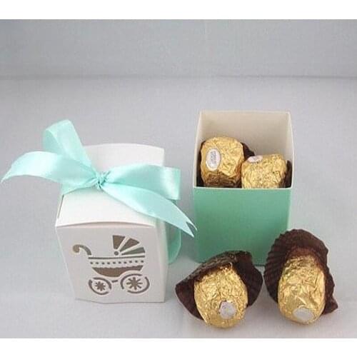 10Pcs DIY Candy Cookie Gift Boxes Romantic Wedding Favors Decor Wedding Party Candy Box With Ribbon 4 Colors Wedding Supplies 7Z