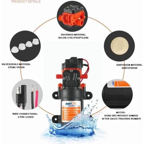 12V RV Self-priming DC Water Pump Marine High Pressure Pump Automatic Pump Suction Yacht Diaphragm Water Pump L3P5