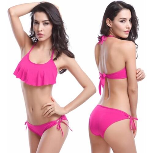 Victoria Style 2020 Charming Deisgn Very Popular Flounced Top Adjustable Halters Cheap Removable Push Up Bikinis
