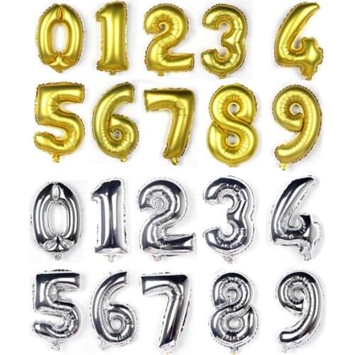 40 Inch Gold Silver Large Foil Number Balloons Helium Air Inflable Digital Balloon Wedding Birthday Party Decoration Supplies