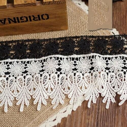 5Yards 8cm Water Soluble Lace Fabric DIY Fringe Craft Polyester Trim Black White Sewing Accessories For Necklace Collar YYN162