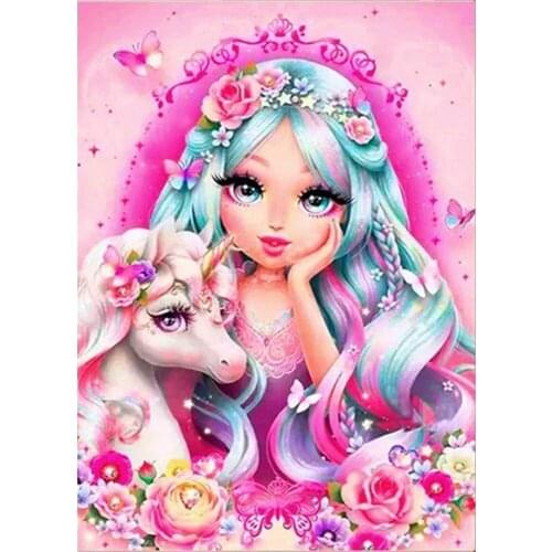 5D DIY square/round Diamond painting fairy and unicorn Cross Stitch Diamond Embroidery Pattern Rhinestone J2937