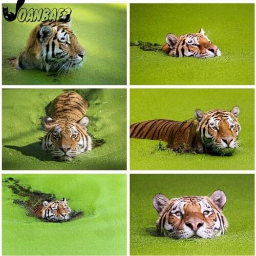 Tiger 5D Diy Diamond Painting Pool Cross Stitch Embroidery Duckweed Mosaic Handmade Inlaid Wall Art Craft Gift Home Decoration