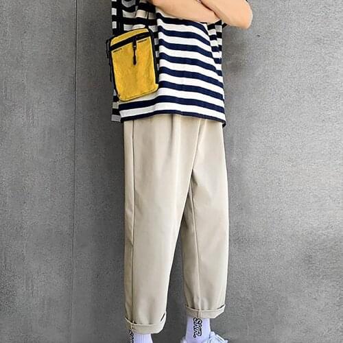 Pants Men Trousers Joggers Casual Solid Elastic Waist Straight Loose Sports Running Pants Plus Size Mens Clothing#f35