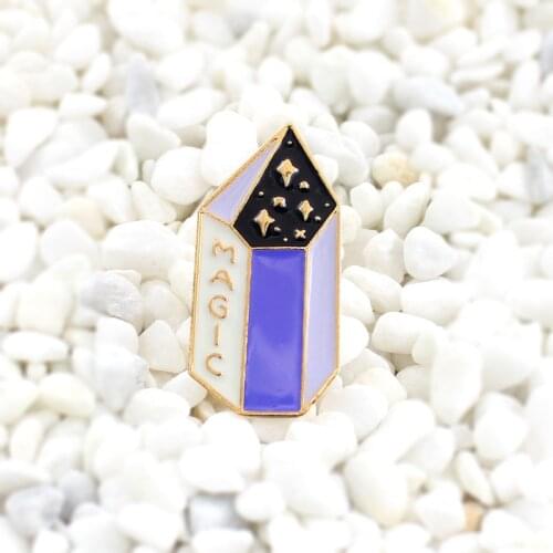 Cylindrical Magic Crystal Enamel Pin Cartoon geometric star magical personality badge Denim backpack hat lapel pin