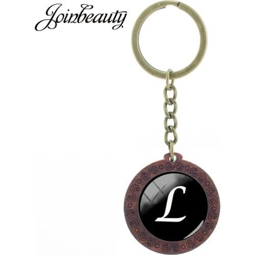 JOINBEAUTY A-Z Letters Wooden key chain Glass Dome Keychain Women Car Key Ring Letter Name Key Holder Party Gift Jewelry H426