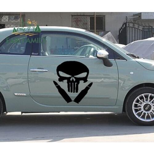 EARLFAMILY 2x Horror Skull with Bullet To Survive The Destruction of The Art Car Sticker Kayak Canoe JDM Vinyl Decal 9 Colors