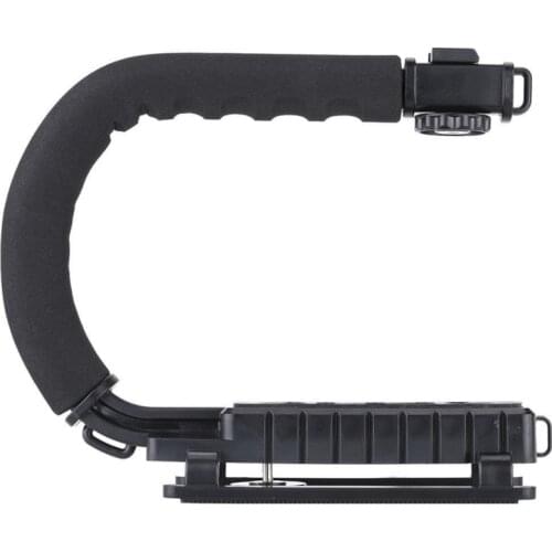 Elistooop U/C Shaped Bracket Holder 3 Shoe Mounts Handle Handheld Video Action Stabilizer Grip for Canon Nikon Sony DSLR Camera