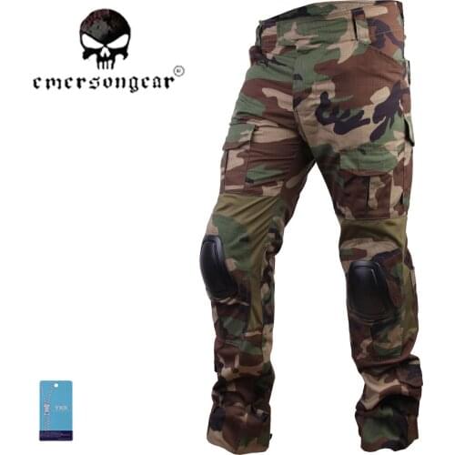 Emerson G3 Tactical Pants Combat Airsoft Pants with Knee Pad Woodland EM7044