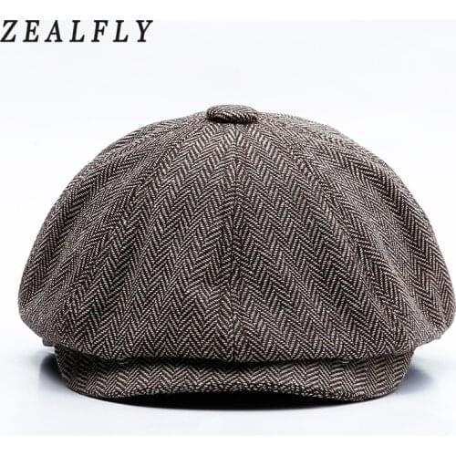 Classic Vintage Herringbone MenS Hat Peaky Blinders Octagonal Cap Female Fashion Casual Flat Beret New Peaked Caps