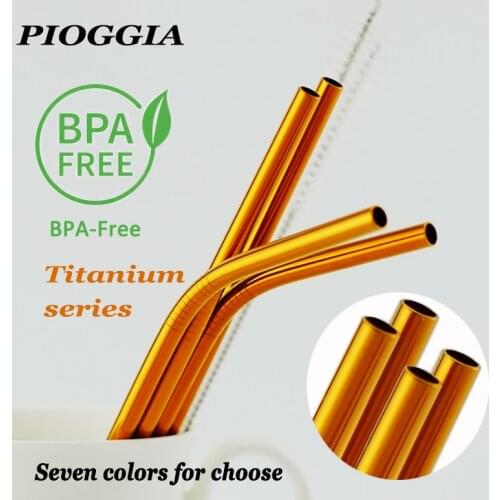 Colorful 304 Stainless Steel Straws Reusable Straight Bent Metal Drinking Straw With Cleaner Brush Set Party Bar Accessory