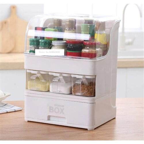 Kitchen Storage Box Large Capacity Seasoning Container Multi-Purpose Layered Household Storage Container Waterproof Kitchen Rack