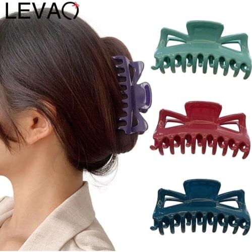 Levao 2020 Soild Color Hairpins Hair Clips New Hot Korean Matte Barrettes Hair Claw Plastic Clips Girl Hair Accessories Headwear