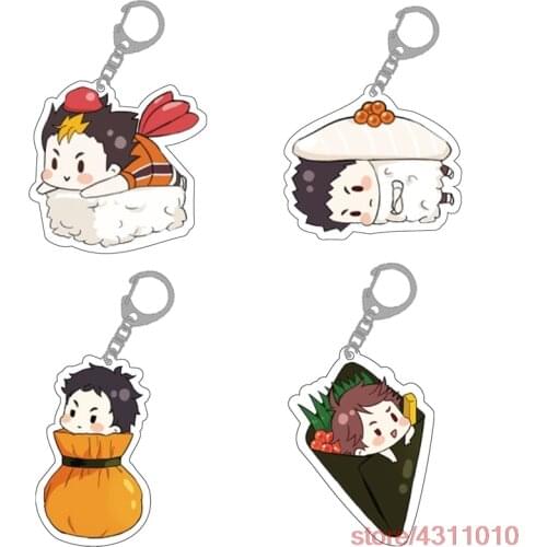 Cute cartoon sushi volley boys keychain haikyuu Hinata Shoyo Kenma Kozume Nishinoya Yu Tobio Kageyama figure key chain ring