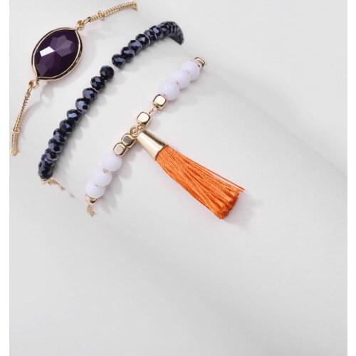 2020 Fashion Femme Bracelets 3Pcs/Set Purple Crystals Beaded Bangle Bracelets for Women Jewelry Wholesale