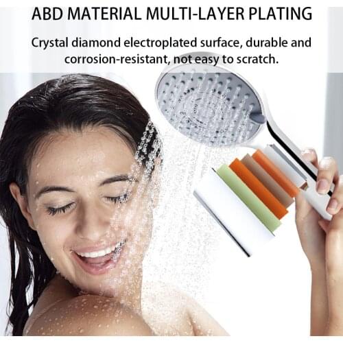 Shower Head Chrome Finish Surface 5 Mode Setting Rainfall Hand Spray Pressurize Water Saving Bath Sprayer
