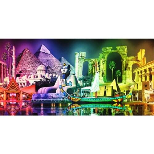 New Products Hot Sale AB Diamond DIY Diamond Painting Egyptian Pyramid Diamond Embroidery City Night Mosaic Home Decoration