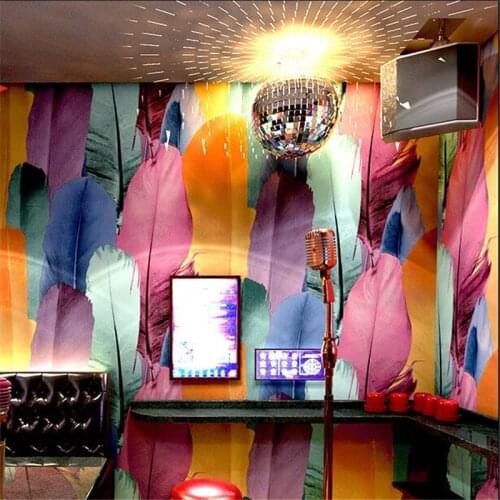 Wellyu Nordic Feather Wallpaper Modern Blue 3D Stereo TV Background Wall KTV Flash Reflective Cabaret Bar Wallpaper