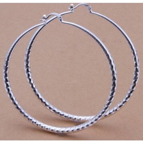 Wholesale big circle Silver color fashion charm creative female women lady wedding luxury round earring Valentines gift jewelry E290